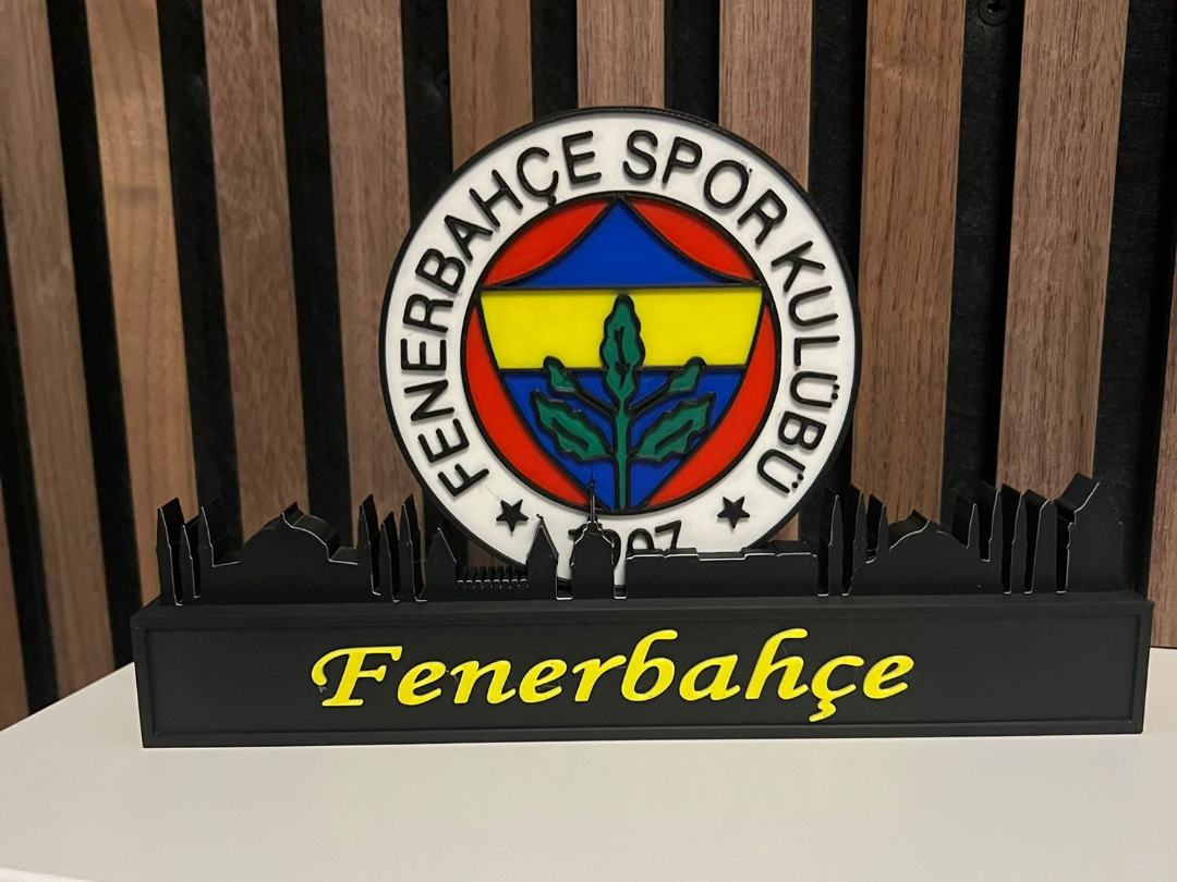 Fenerbahçe Amblemli İstanbul Silüeti - 3D Masaüstü Dekor
