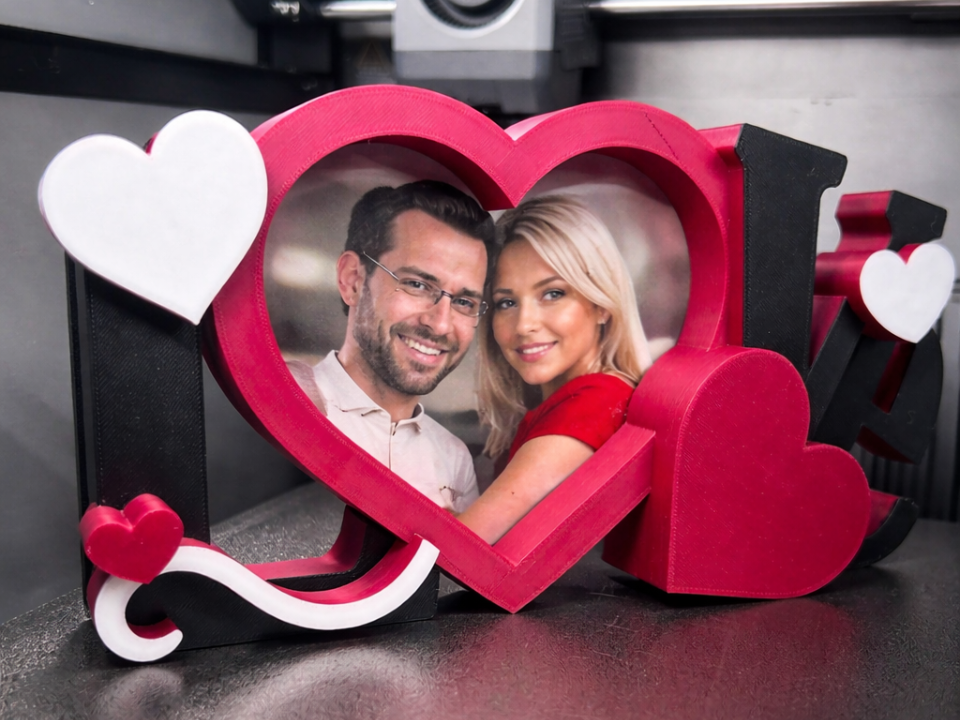 Premium 3D Baskı "LOVE" Yazılı Dekoratif Fotoğraf Çerçevesi